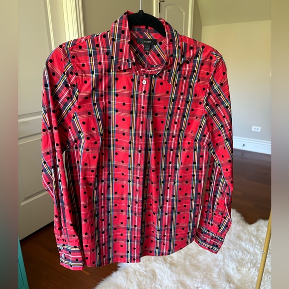 J Crew plaid dot shirt, size 4 - Picture 7 of 9